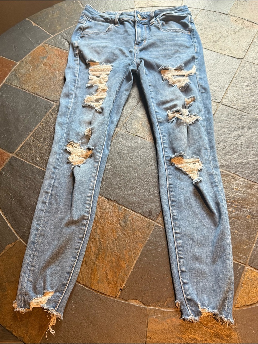 American Eagle Outfitters Light Blue Ripped Skinny Jeans